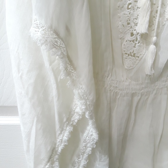 ZARA boho lace tie front batwing blouse, xsmall - Picture 3 of 6